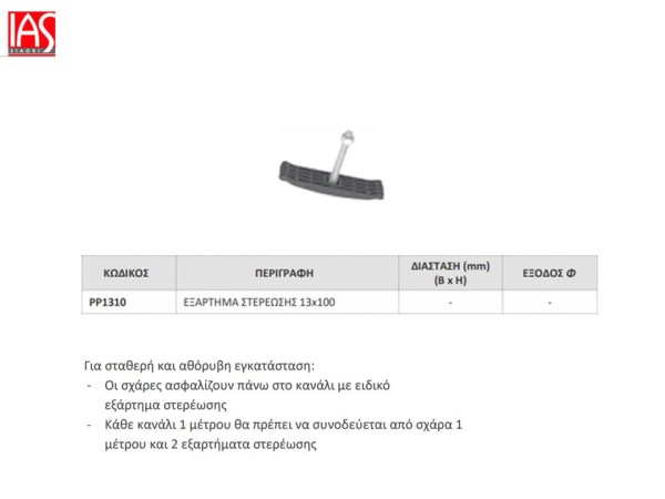 εξαρτημα στερεωσης σχάρας πλαστικού καναλιου