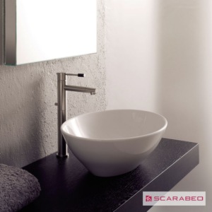 λευκος πορσελάνινος νιπτήρας μπάνιου χωρίς υπερχείλιση με ιδιατερο design